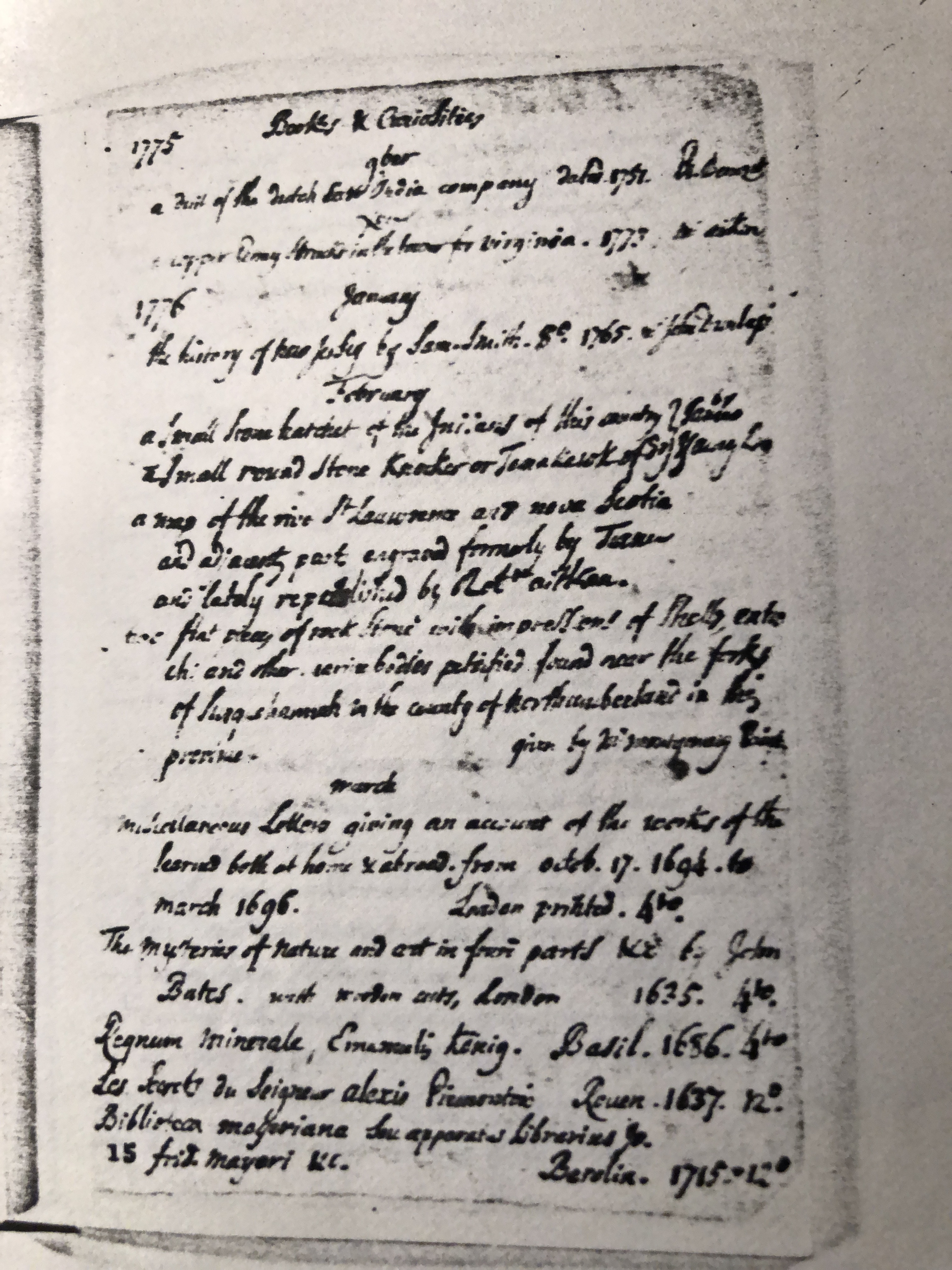 du Simitière memorandum (right)