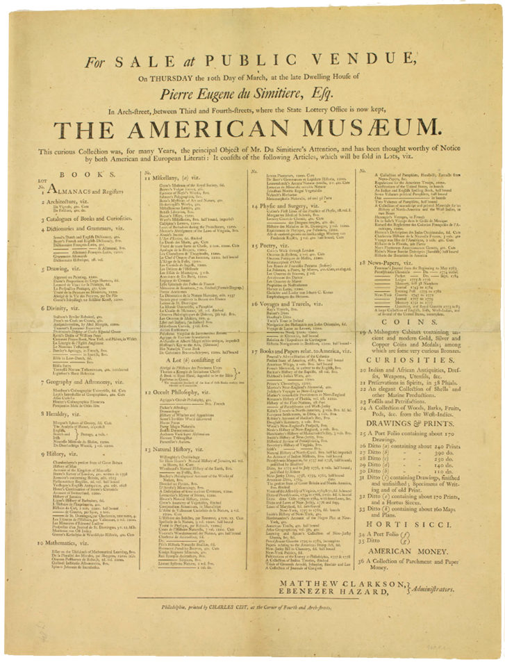 du Simitière postmortem sale