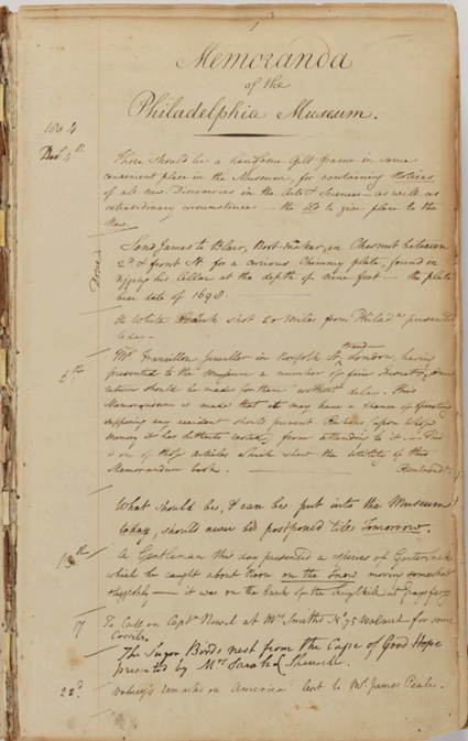 Peale accessions book