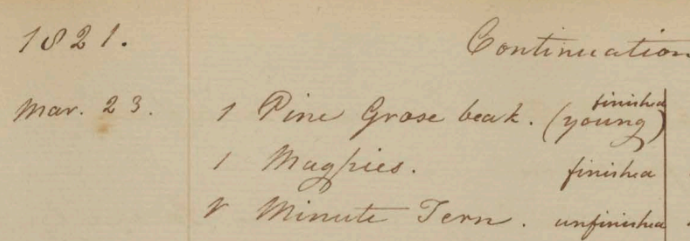 Peale Museum Accessions Book, 30 November 1812.